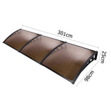 Instahut Window Door Awning 1mx3m Brown AWN-PC6-1X3-BR