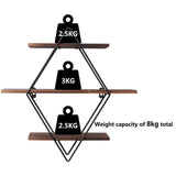 3 Tier Diamond Metal Floating Shelves Wall Mounted Display V178-66785