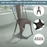 4x Kitchen Dining Chairs Stackable Vintage Metal Chair Backrest Side Chair V63-841671