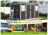 Giantz Garden Shed Resin Outdoor Storage Box 2.44x1.31M Tool Shed Backyard Black SHED-GAB-P-4X8-BK-ABC