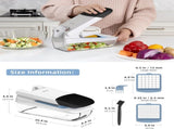 Vegetable Chopper with Container, 2 in 1 Manual Hand Food Chopper with 2 Stainless Steel Chopping V1258-DP02-C-2895