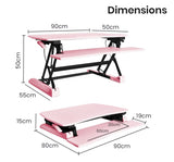 Fortia Desk Riser 90cm Wide Adjustable Sit to Stand for Dual Monitor, Keyboard, Laptop, Pink V219-FURDTDFORA9PK