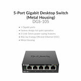 D-Link DGS-105 5-Port Gigabit Ethernet Switch - Desktop Quiet Fanless & Energy-Efficient Design, V1202-V1-DLKDGS-105