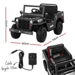 Rigo Kids Electric Ride On Car Jeep Military Off Road Toy Cars Remote 12V Black RCAR-ARMYJEP-BK