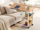 Artiss 3 Tier Adjustable Laptop Desk Tiltable Mobile Side Table Wheels Oak LA-DESK-C-60-2T-WD