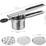 Potato Masher, Potato Masher With 3 Interchangeable Discs, Professional Stainless Steel V1188-MS-227-2105
