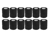 12Pcs Bandage Wrap Natural Latex Elastic Self Adhesive Wrap for Cows Dogs Horses 10cm Black V1294-YM0523-3111220104716