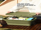 Collapsible Picnic Basket with Mini Table Lid Portable Folding Storage Crate with Cup Holders and V888-ELOSUNG41589
