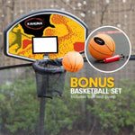 Kahuna Trampoline 6 ft x 9 ft Rectangular Outdoor Rainbow Basketball Set TRA-FJP-RCT-609-RB-BB