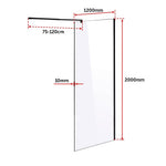 1200 x 2000mm Frameless 10mm Safety Glass Shower Screen V63-829871