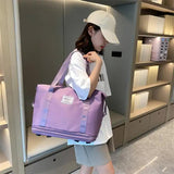 Pink Large Capacity Travel Bag with Expandable Design, Waterproof & Wet-Dry Separation, 360&deg Spinner V888-ELOSUNG13071