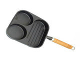 Nonstick Square Grill Pan 3 Section Versatile Breakfast Skillet Divided Egg Frying Pan for Stove V1294-YM0901-3118240108311