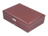 Jewelry Storage Box Double Layer PU Leather Necklace Watches Organizer Container with Key V1294-YM0901-3117210140711