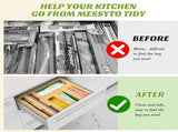 CARLA HOME 6-in-1 Bamboo Kitchen Drawer Organizer with Ziplock Bag Storage, Wrap Dispenser, Cutter V178-36368