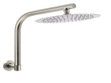 Brushed Nickel 10" Round Rainfall Shower Head 360&degSwivel Gooseneck Wall Arm Set V1233-A619NKSR110N