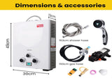 Thermomate Portable Gas Outdoor Camping Hot Water Heater System, with 12V Pump, Shower Head, White V219-CMPWHTTHWT2A