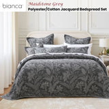Bianca Maidstone Grey Floral Jacquard Bedspread Set Super King V442-BCA-BEDSPREAD-MAIDSTONE-GREY-SK