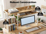 Artist Desk Organizer 2-Tier Desk Shelf 24cm Depth for Unblocked Monitor View Asymmetrical Desk DSK-SHF-001-WDWH