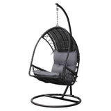 Gardeon Outdoor Egg Swing Chair Wicker Furniture Pod Stand Armrest Black HM-EGG-RAN-S-ARM-BK