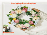 Artificial Decorative Wreath 60.96cm White Pink Yellow Peony Hydrangea Floral Wreath Year Round Faux V767-VVR-ZSHHXQHHCH24ZKJWVV0