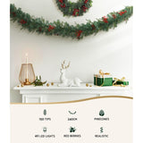 Jingle Jollys 2.4m Christmas Garland with LED Lights Decorations Xmas Party XM-TR-GAR-8FT-BERRY-LED