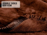 Laura Hill 600-GSM Mink Blanket Queen Size Double-Sided Soft Plush Bed Faux Throw Rug Wine Choc MINK-CH