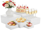 6PCS Buffet Risers, 3" to 8" White Acrylic Showcase Boxes Set, Versatile Food & Dessert V1192-AZ-W-18423