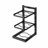 3-Tier Under Sink Pot and Pan Organizer Rack Adjustable Height Kitchen Cabinet Storage Black V1366-AZ2-W-11777