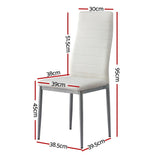 Artiss Dining Chairs Set of 4 Leather Channel Tufted White DINING-B-C02-WG