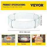 Fire Pit Wind Guard, Glass Flame Guard, Round Glass Shield, 1/4-Inch Thick Fire Table, Clear V952-YXBLFFBYC23673QVJV0