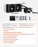 VEVOR CPU Liquid Cooler AIO CPU Water Cooler with 120 mm PWN Fans for Intel AMD V952-CPULQFSSLDPBHDXT7V9