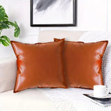 SOGA 2X 45cm Light Luxury Urban Simulated Leather Wide Edge Throw Pillow FRENCHCUSHION237X2