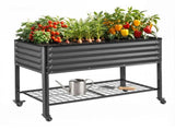 Green Fingers Mobile Raised Garden Bed With Wheels Storage Shelf 81cm Height for Vegetables Herb GARDEN-AG-PLAT-BK