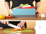 Coloerful 4-Piece Colour-Coded Index Cutting Board Set with Storage Stand - Food-Safe PP, Non-Slip, V888-ELOSUNG32075