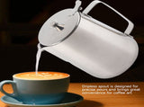 Stainless Steel Coffee Cup Mug Milk Frothing Pitcher Jug with Lid for Latte Coffee Art V1294-YM0727-JY11414-06