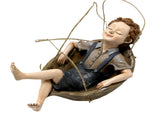 Swing Statue Tree Hanging Ornament Sleeping Boy Look Swinging Figurine Sculpture Decor for Outdoor V1294-YM0901-3111240162011