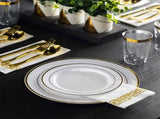 175pcs Food-Grade Wedding Event Banquet Disposable Tableware Dinnerware Gold-Edged Plastic Cutlery V985-TABLEWARESET