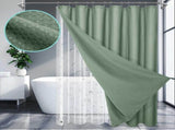 Bath Shower Curtain Set 230gsm Waffle Shower Curtain Thick PEVA Liner Triple Header Hooks for V1294-YM0901-YM888YBTMSY04V24V0001