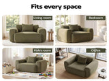 Artiss Compressed Armchair Sofa with Cushion Corduroy No Assembly Green UPHO-L-ARM02-COM-GN