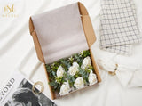 White Ivory Rose Wrist Corsage, Set of 6, Wedding Bridal Flower Corsage Hand Decor for Prom Party V1258-DP02-WO-561
