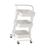 3 Tier Rolling Cart Minimalist Style Sturdy Carbon Steel Mobile Utility Cart for Kitchen Bathroom V1294-YM0901-3117240234912