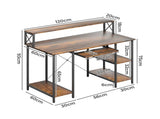 Levede Office Gaming Computer Desk Brown DH1054-BR