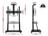 Artiss TV Stand 32-70" Universal Mobile Adjustable Height TV Stand with Wheels TV-MOUN-C75-BK