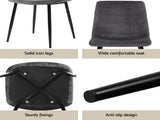 1 Artiss Dining Table and 4 Chairs Set Grey Velvet DSET-T02WD-VEL03-GYX4