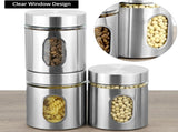 6 Pack 20 oz Stainless Steel Glass Kitchen Canisters Set, Airtight Food Storage Containers with V1258-DP02-C-2175