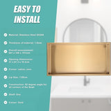 641 x 336 x 101mm Shower Niche Single Shelf Organizer No Tile Needed in Gold V63-905661