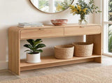Artiss Console Table Hallway Entryway Storage Drawer Shelf Curved Edge 120CM Pine FUR-Z-CST-03-WD