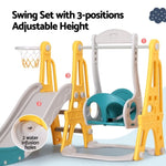 Keezi Kids Slide Swing Set Basketball Outdoor Toys Adjustable Height 140cm Green KPS-SLIDE-SWING-YE