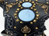 Steampunk-style Adjustable Waist Bag Retro Chains and Rivets Decoration, PU Leather Multi-function V1232-PKKB001