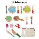 Keezi Kids Kitchen Play Set Wooden Pretend Toys Cooking Utensils Pots Pans Food PLAY-WOOD-B-3IN1-CFL